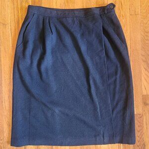 Vintage Evan Picone Black Wool Lined Wrap Skirt Size 36/16